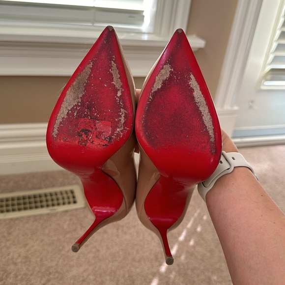 Christian Louboutin Pigalle Follies 100mm Patent Nude Heels, size 37 - Picture 10 of 13